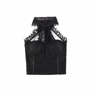 Elegant Black Lace Halter Bralette